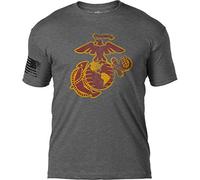 7.62 Design USMC Eagle Globe & Anchor Distressed Mens T Shirt,Heather Graphite,Medium