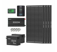 7.68Kwh Off-Grid Power System | 3000W Inverter, 300Ah Lithium Battery x2 - 4*ShadowFlux solar panel