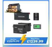 7.68Kwh Off-Grid Power System | 3000W Inverter, 300Ah Lithium Battery x2 - No Solar