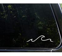 7.6x1.75inches Wave Sun Vinyl Decal Sticker Beach Peace Calm Island Ocean Cars Trucks Window Walls Laptop Bumper White
