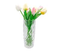 7.7inch Crystal Vase, Thickened Clear Glass Flower Vase, Table Centrepiece, Orchid Pattern Design Flower Vases for Home Living Room Bedroom