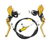 7/8" 22mm Motorcycle Hydraulic Clutch Brake Master Cylinder Reservoir Brake Hose CNC Levers Kit Compatible with Dirt Bike Sport Bike Scooter Pit Bike ATV (Gold)