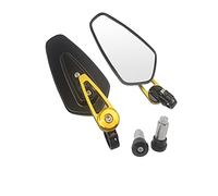 7/8" 22mm Motorcycle Side Mirror, Bar End Rearview Mirror for Motorbike Scooter Cafe Racer Mirror (Gold)