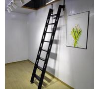 7-8 FT Wooden Attic Ladder - Space-Saving Wall Mounted Loft Ladder for Emerncy Escape, Heavy-Du 5-Step Design, Ideal for Basements and Fire Safe (155.29cm)