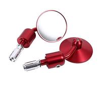 7/8" Hand Bar Rear View Mirrors, Keenso Adjustable 3" Round End Side Mirrors Motorcycle Sidemirror (Red) Automotive Interior and Exterior