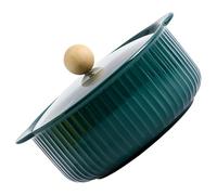 7.8 In Ceramic Soup Bowl, Dark Green Enameled Noodle Bowl With Lid, Salad Serving, Nordic Dinnerware