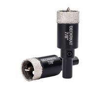 7/8 Inch Diamond Hole-Saw Bits with Pilot Drill Bit - 2pc 7/8" Diamond Tipped Tile Hole Saws with Guiding Bit Accurate Drilling for Porcelain Tile Ceramic Pottery Granite Stone Glass Bottles 22mm