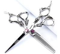 7/8-inch Personalized Scissors Salon Hairstyle Scissors Stainless Steel Hair Styling Tools (6 inch 2pc-A)