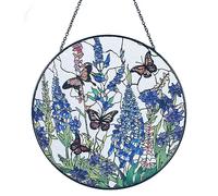 7.8'' Lavender Monarch Butterfly Suncatcher Stained Glass - Monarch Lavender Originally Designed Butterfly Suncatchers for Sun Catchers Indoor Window | Beautiful Gifts for Butterfly Lovers