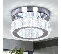 7.8" Modern Round Crystal Flush Mount Chandelier Ceiling Light Cool White | K9 crystal flush mount ceiling light for dining room living room bedroom Hallway Foyer Kitchen Bedroom 12W Cool White 6500K