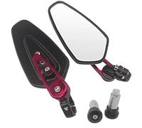 7/8" Motorcycle Bar End Rearview Mirrors Rear View Handle Side Oval Aluminum For Suzuki Convex Mirror(Black Red)
