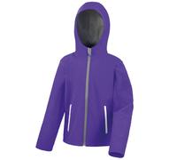 (7/8, Purple/Grey) Result Core Kids Unisex Junior Hooded Softshell Jacket