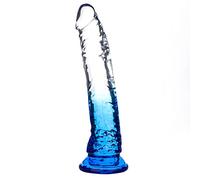 7.8" Realistic Dildo Clear Silicone Clean-Blue Gradient Dildo with Strong Suction Cup for Women Hand Free Play Flexible Soft Penis Dong, Adult Sex G-spot Dildos Toys for Vaginal and Anal Stimulation