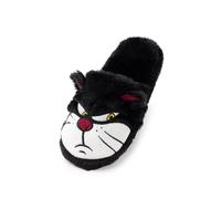 Disney Cinderella Lucifer Slippers for Women | Ladies Fluffy Cat with 3D Ears Black House Shoes | Foam Slip On Merchandise 7-8 UK