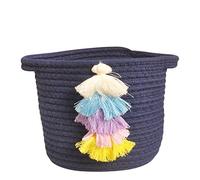 7.8"x 7" Small Cute Cartoon Woven Cotton Rope Kids Toy Storage Basket with Handle Storage Baskets for Nursery Laundry Bedroom Bathroom Organizer Storage Bin Pet Gift Basket