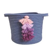 7.8"x 7" Small Cute Cartoon Woven Cotton Rope Kids Toy Storage Basket with Handle Storage Baskets for Nursery Laundry Bedroom Bathroom Organizer Storage Bin Pet Gift Basket