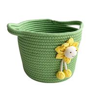 7.8"x 7" Small Cute Cartoon Woven Cotton Rope Kids Toy Storage Basket with Handle Storage Baskets for Nursery Laundry Bedroom Bathroom Organizer Storage Bin Pet Gift Basket