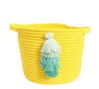 7.8"x 7" Small Cute Cartoon Woven Cotton Rope Kids Toy Storage Basket with Handle Storage Baskets for Nursery Laundry Bedroom Bathroom Organizer Storage Bin Pet Gift Basket