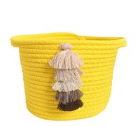 7.8"x 7" Small Cute Cartoon Woven Cotton Rope Kids Toy Storage Basket with Handle Storage Baskets for Nursery Laundry Bedroom Bathroom Organizer Storage Bin Pet Gift Basket