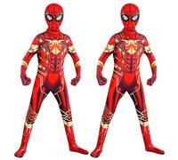 (7-8 Years) 3-9years Kids Boys Golden Iron Spider-man 3d Bodysuit Super Hero Cosplay Costume Jumpsuit Fancy Dress For Halloween Party