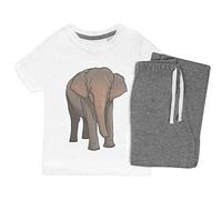7-8 Years 'Asian Elephant' Kids Nightwear/Pyjama Set (KP00081809) White