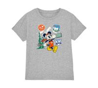 (7-8 Years, Athletic) Disney Childrens/Kids Ski Club Mickey Mouse Badge Heather T-Shirt