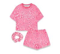 Barbie Girls Pink All Over Pattern Short Sleeve Short Leg Pyjama Set - 7-8 Years