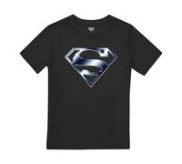 (7-8 Years, Black) Superman Boys Chrome Logo T-Shirt