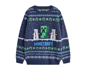 (7-8 Years, Blue) Minecraft Boys Creeper Christmas Jumper