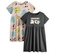 (7-8 Years, Dark Grey/Tan) Pokemon Girls Character Dress (Pack of 2)