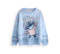 Disney Lilo & Stitch Kids Blue Knitted Christmas Jumper | Festive Holiday Sweater - Warm, Fun & Cosy | Experience the Winter Magic of Stitch in Style | The for Your Little Ones