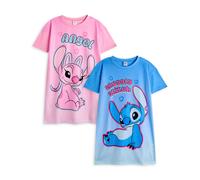 (7-8 Years) Disney Lilo & Stitch Multi-Pack of 2 Short Sleeve Nightdress (Girls Multicoloured)
