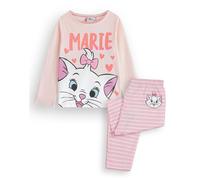 Disney The Aristocats Marie Girls Pyjama Set | Kids Long Sleeve Striped Long Leg Graphic PJs in Pink | Marie Cat Lounge wear Apparel | Classic Cartoon Art Sleepwear Merchandise Gift