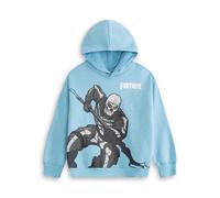 Fortnite Unisex Kids Light Blue Hoodie | Long Sleeve Cartoon Logo Sweatshirt | Streetwear for Gaming & Everyday | Boys & Girls Casualwear Merch - 7-8 Years