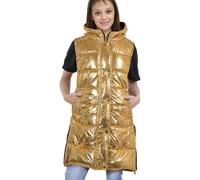 (7-8 Years, Golden Foil) Girls Fashion Oversized Gilet Long Line Jacket