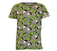 (7-8 Years, Green) Minecraft Boys Zombie Creeper All-Over Print T-Shirt
