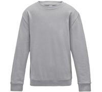 True Face Kids Sweatshirt Crew Neck Jumper Long Sleeve Cotton Pullover Plain Sweater Ribbed Cuff Boys School Uniform Top Grey 7/8 Years