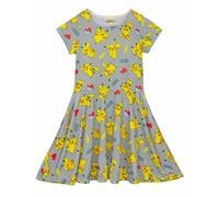 (7-8 Years, Grey) Pokemon Girls Pikachu Short-Sleeved Skater Dress