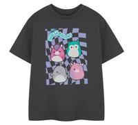 (7-8 Years, Grey) Squishmallows Girls Checkerboard Short-Sleeved T-Shirt