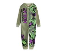 Marvel The Incredible Hulk Boys Green Onesie | Long Sleeve Zip-Up Microfleece Sleepwear & Loungewear | Comic Character Nightwear with 'THE INCREDIBLE HULK!' Print Merch - 7-8 Years