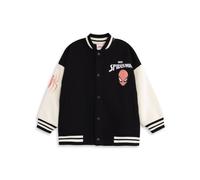 Marvel Spider-Man Boys Black Bomber Jacket | Graphic Varsity Jacket with Cartoon Prints | Long Sleeve Streetwear Top featuring Spidey Comics Apparel | Spiderman Merch - 7-8 Years