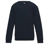 True Face Kids Sweatshirt Crew Neck Jumper Long Sleeve Cotton Pullover Plain Sweater Ribbed Cuff Boys School Uniform Top Navy 7/8 Years