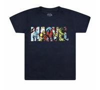 (7-8 Years, Navy) Marvel Childrens Boys Characters Logo T-Shirt