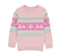 (7-8 Years, Pastel Pink) Barbie Girls Fair Isle Jumper
