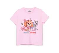 Paw Patrol Skye & Everest Girls T-Shirt | Pawsitive Vibes Only Short-Sleeved Pink Hearts Graphic Tee for Kids | Short Sleeve Lightweight Fashion Top | Movie Series Merchandise Gift for Little Children