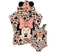 (7-8 Years, Pink) Disney Girls Minnie Mouse Swimsuit And Poncho Set