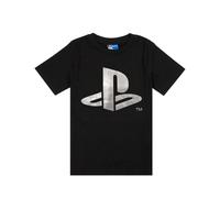 PlayStation Foil Logo Print Boy's Kids Childs Black Short Sleeved T-Shirt (7-8 Years)