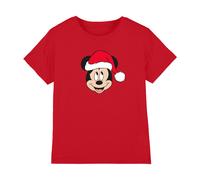 (7-8 Years, Red) Disney Childrens/Kids Mickey Mouse Santa Hat T-Shirt