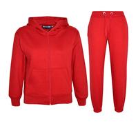 (7-8 Years, Red) Unisex Plain Hoodie with Joggers Jogging Sweatpant