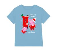 (7-8 Years, Sky Blue) Peppa Pig Childrens/Kids Letter To Santa Peppa And George T-Shirt